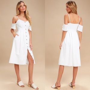 Lulus | I've Got Love White Off-the-Shoulder Midi Dress